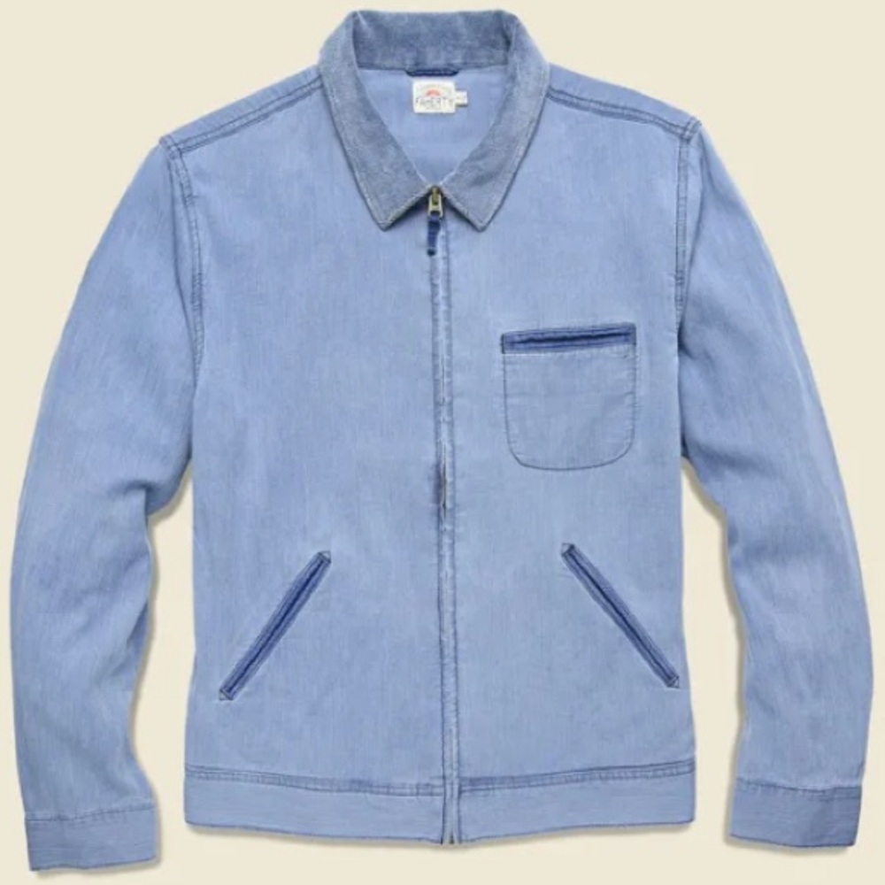 Faherty chambray denim jacket lightweight M blue